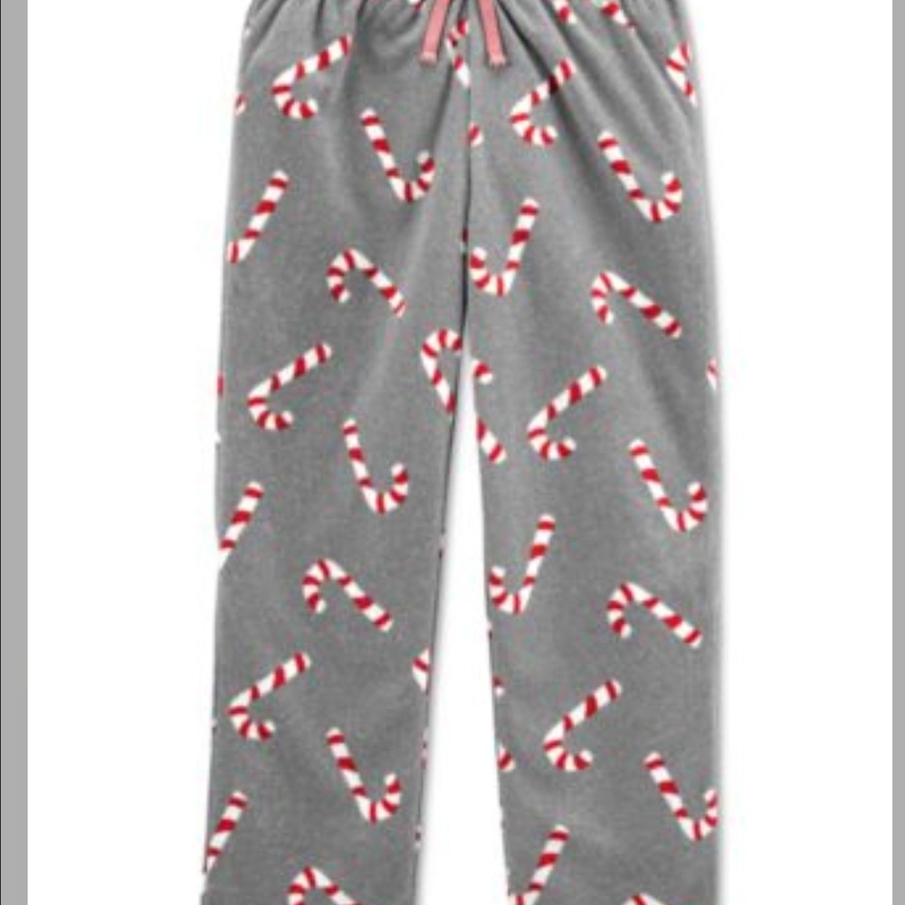 NWT Carter's Adult Unisex Gray Candy Cane Fleece Pajama Bottoms Size XL